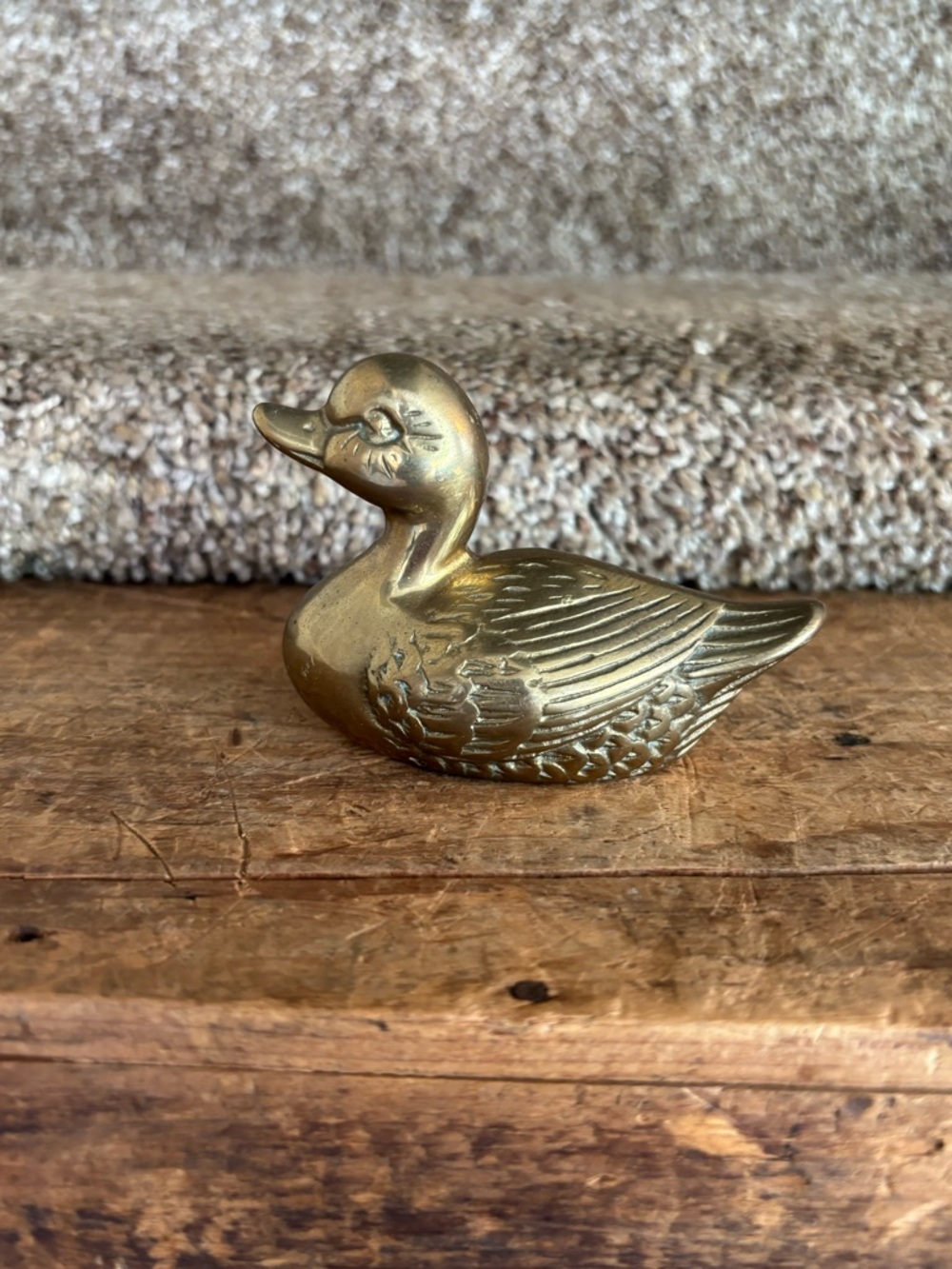 Brass Duck Figurine - Gold Tone Decorative Duck